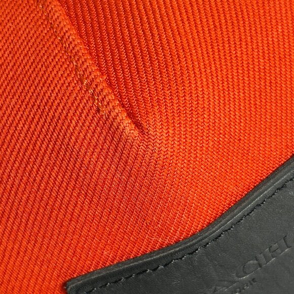Coach Colorblock Flat Brim Cap F86475 Orange Black Leather Trim Strapback Hat - Picture 9 of 12